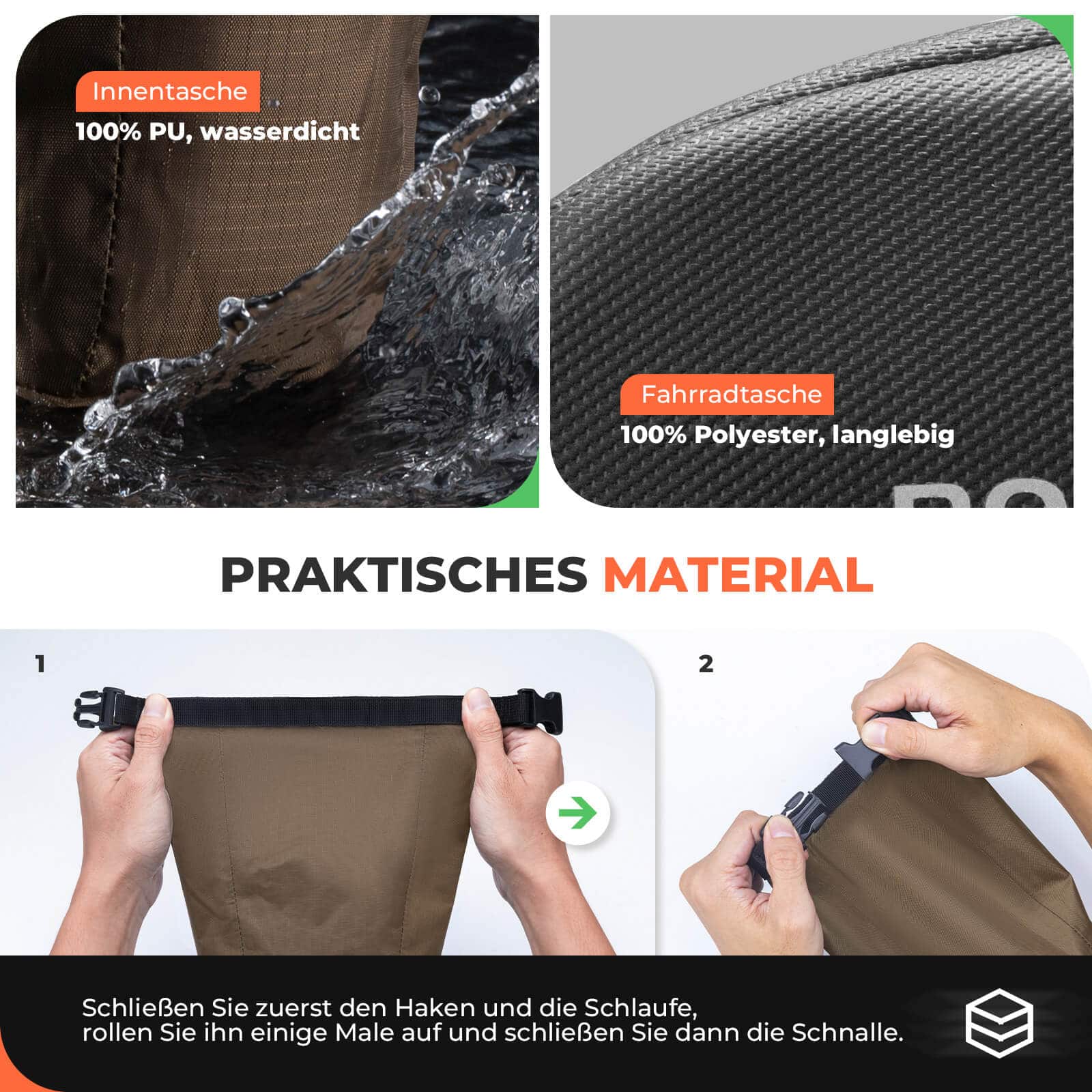 Bolsa de sillín, bolsa de bicicleta impermeable, expandible con bolsillo interior, ROCKBROS - Imagen 6