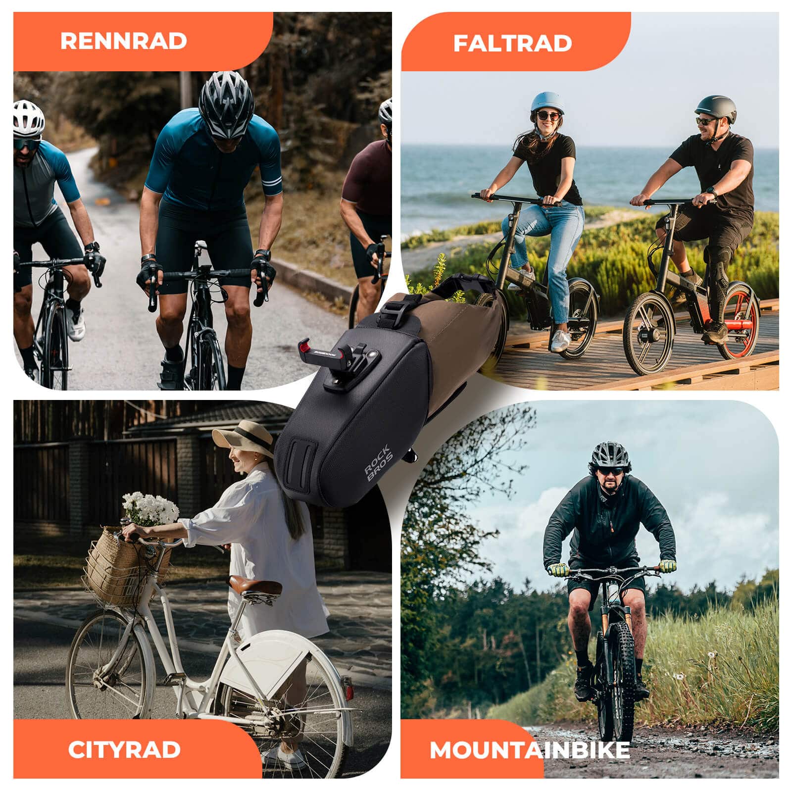 Bolsa de sillín, bolsa de bicicleta impermeable, expandible con bolsillo interior, ROCKBROS - Imagen 9