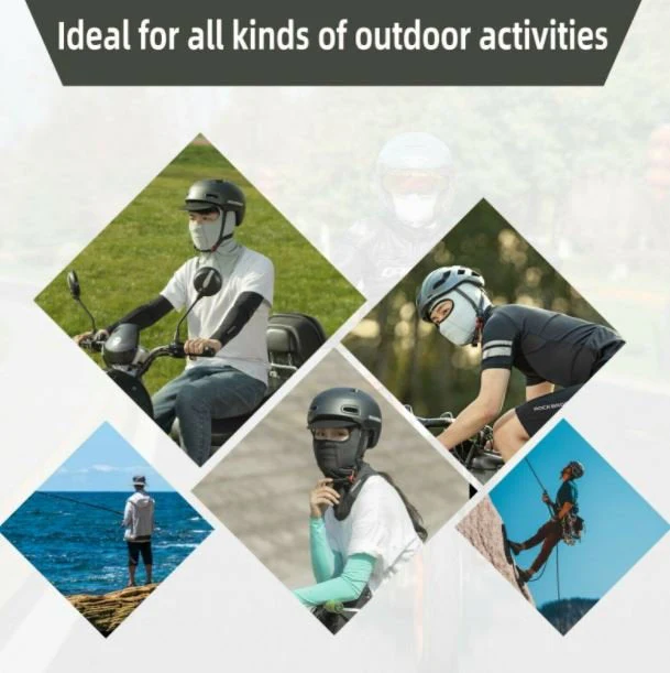 Rockbros Balaclava transpirable Motocicleta Bandana UPF50 + 3 Color Negro/ Gris/ Blanco - Imagen 7
