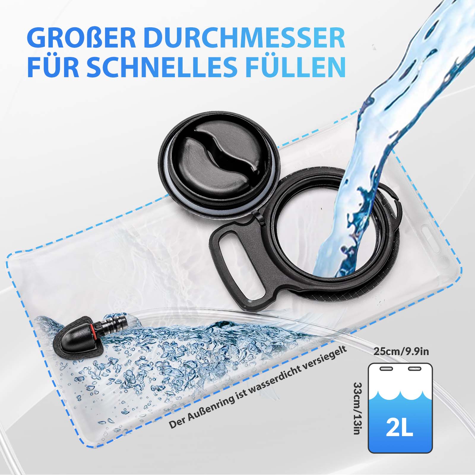 Mochila ultraligera con depósito de hidratación, mochila para bicicleta con sistema de hidratación, 2L, ROCKBROS - Imagen 5