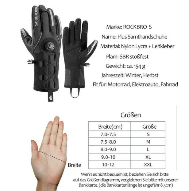 ROCKBROS Guantes de esquí de invierno Guantes SBR Motocicleta Cortavientos - Imagen 5