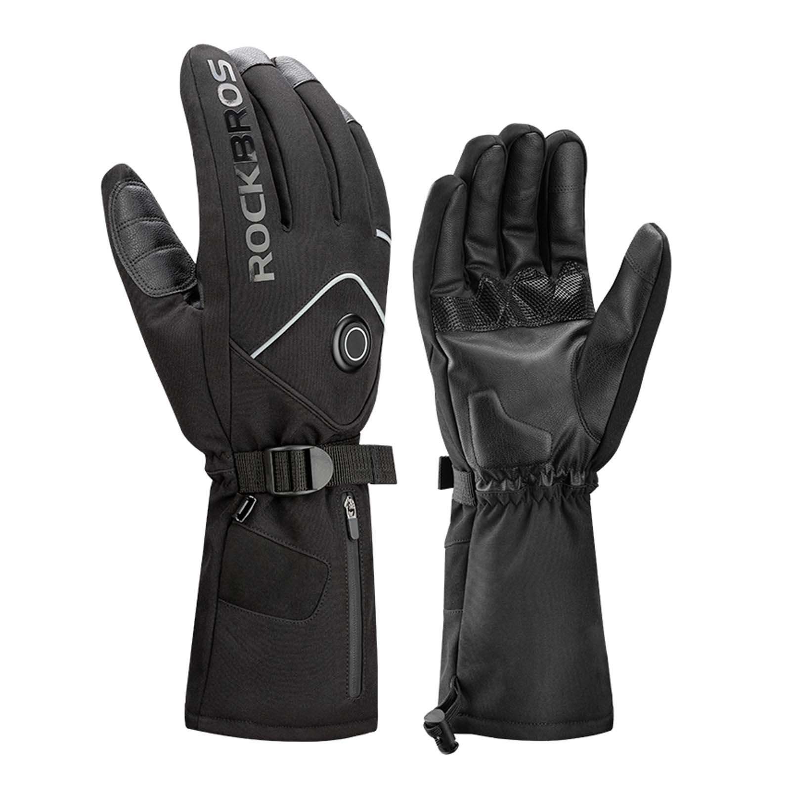 Guantes de esquí de invierno Guantes calefactables recargables Negro ROCKBROS