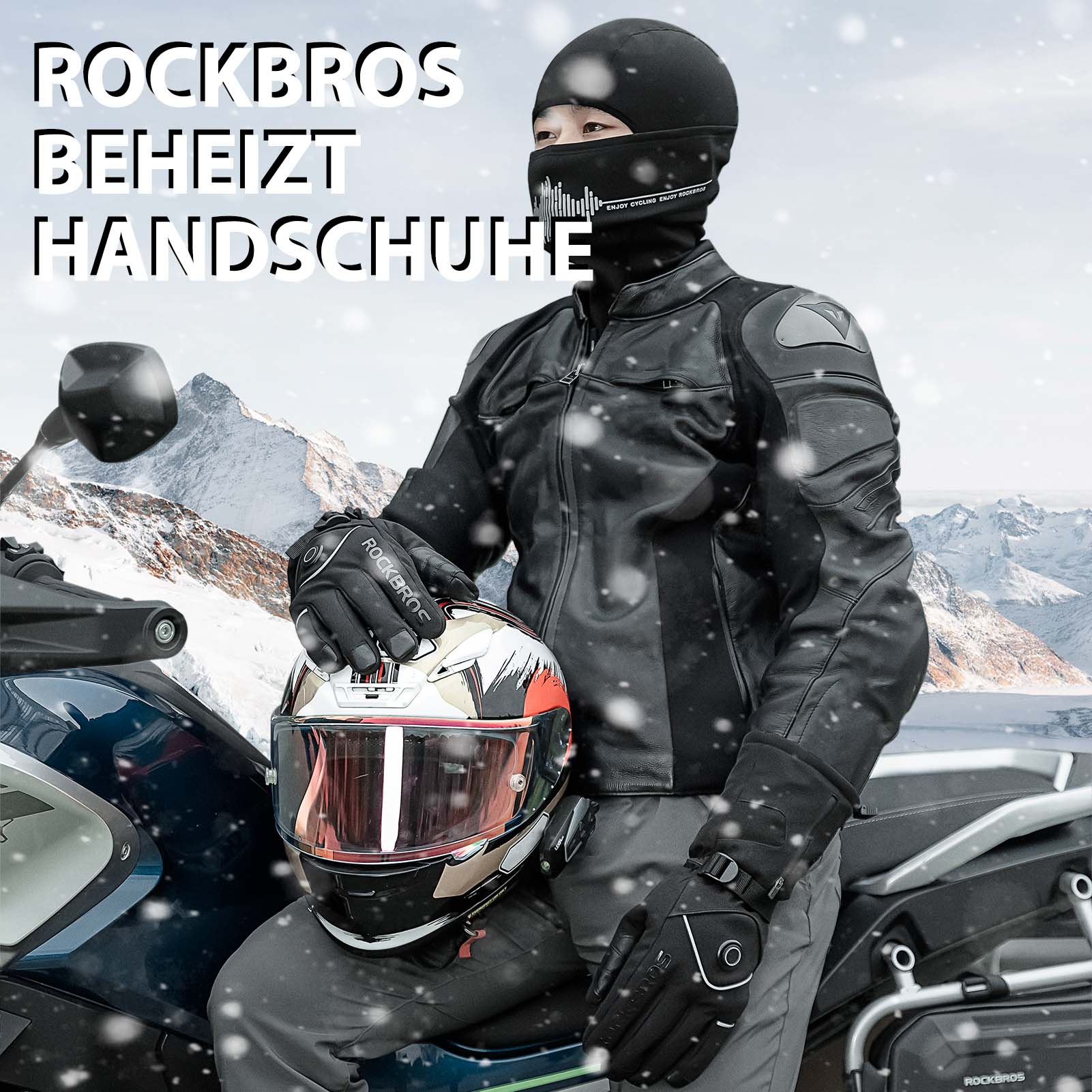 Guantes de esquí de invierno Guantes calefactables recargables Negro ROCKBROS - Imagen 8