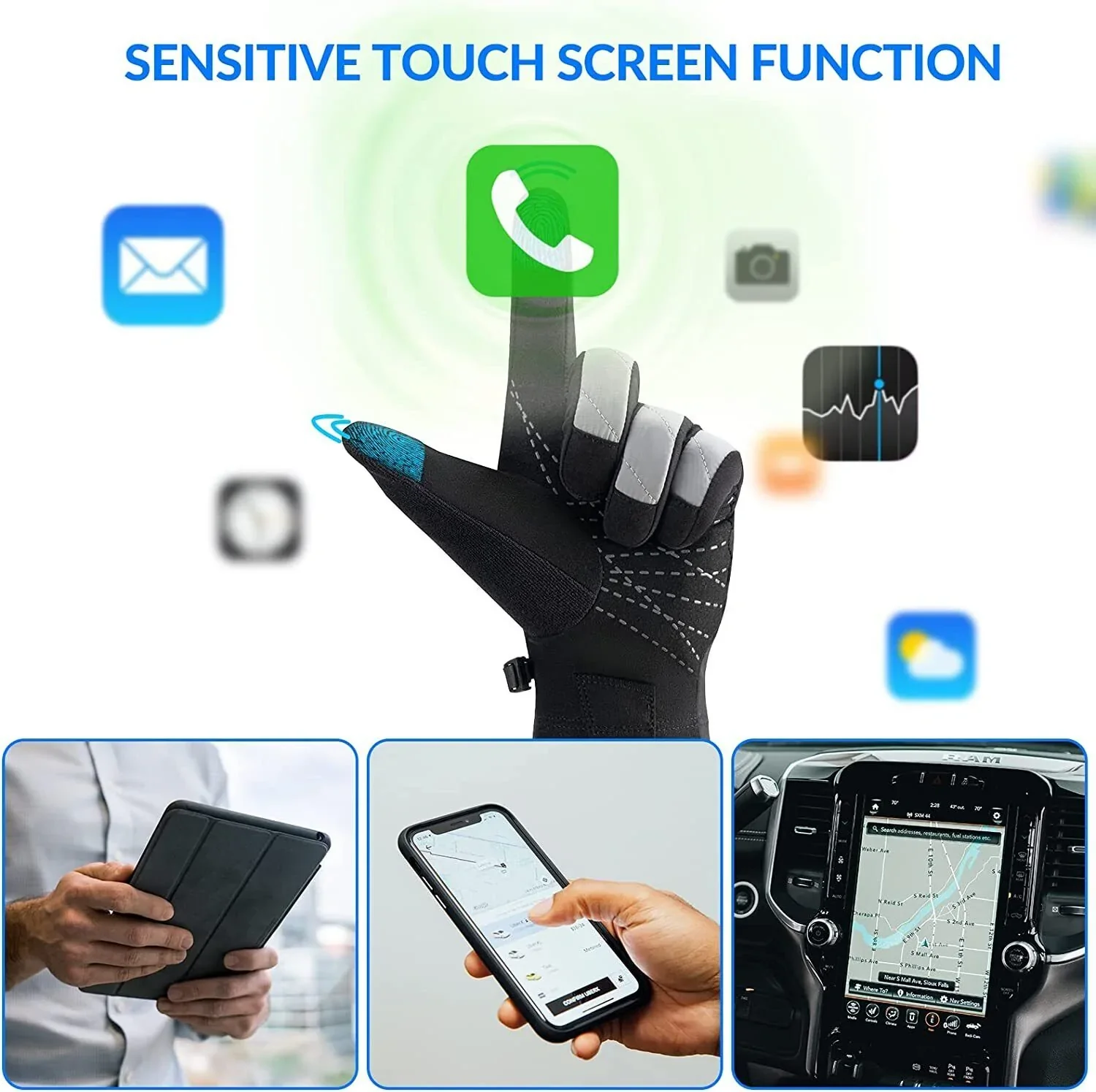 ROCKBROS Guantes de invierno para ciclismo Pantalla táctil Caliente Térmico Deporte - Imagen 5