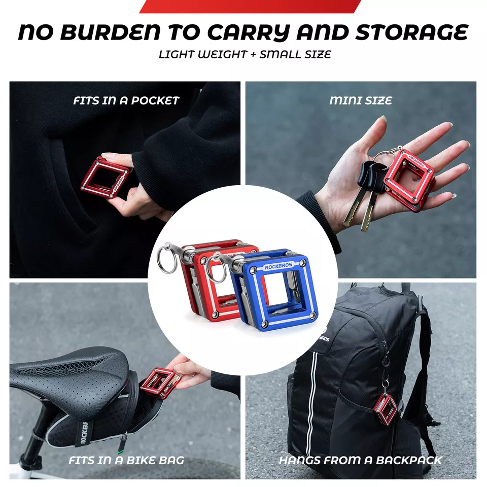 Herramienta multifuncional de bicicleta ROCKBROS 8 en 1 reparación de herramientas plegables - Imagen 4