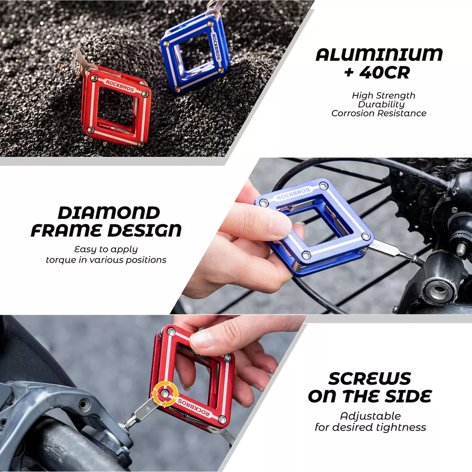 Herramienta multifuncional de bicicleta ROCKBROS 8 en 1 reparación de herramientas plegables - Imagen 5