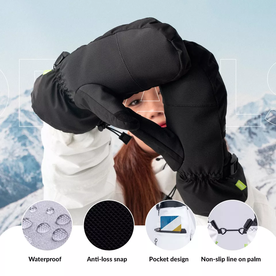 Qunature Guantes de esquí cálidos Guantes de snowboard impermeables XS-XL Mujeres/Hombres - Imagen 5