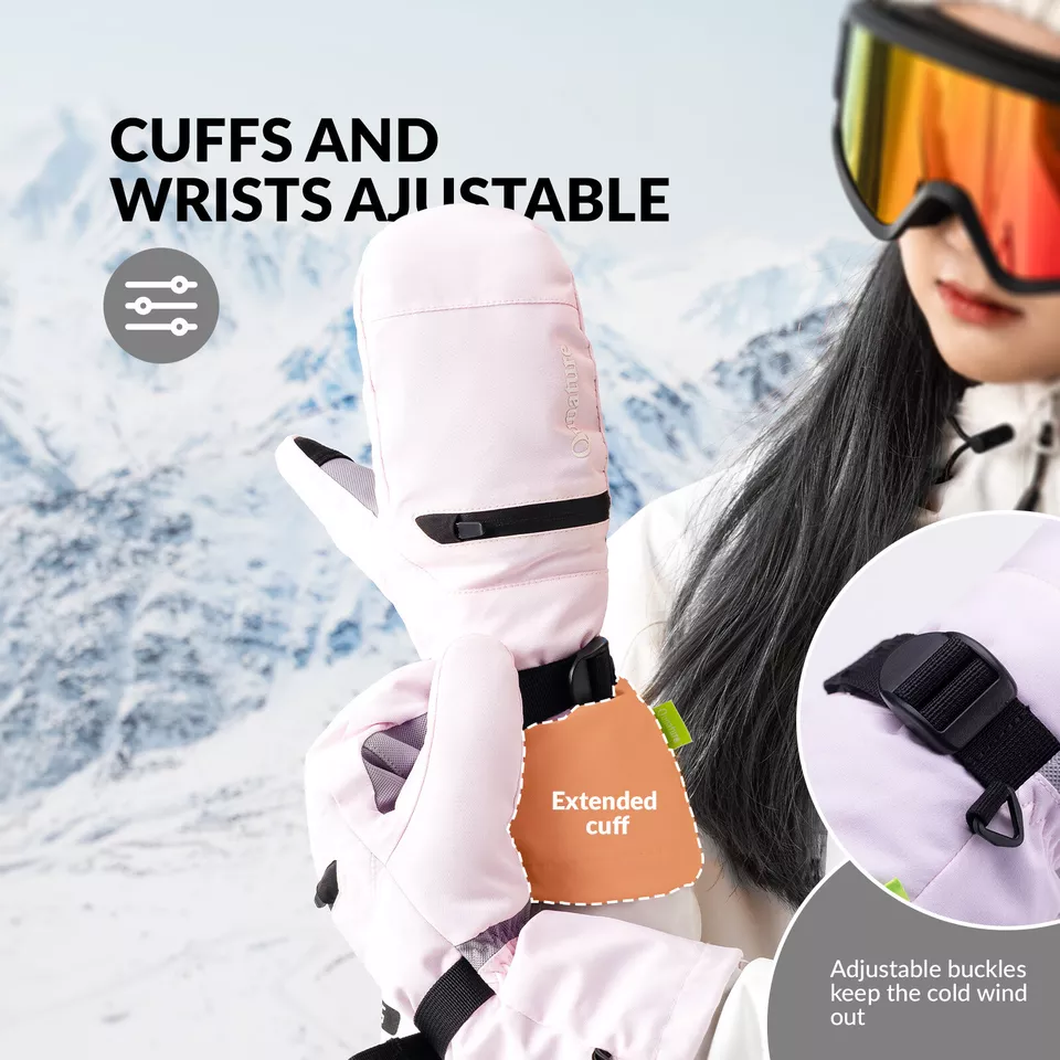 Qunature Guantes de esquí cálidos Guantes de snowboard impermeables XS-XL Mujeres/Hombres - Imagen 6