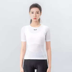 ROCKBROS Camiseta deportiva fitness mujer gimnasio deporte manga corta camiseta deportiva funcional blanca