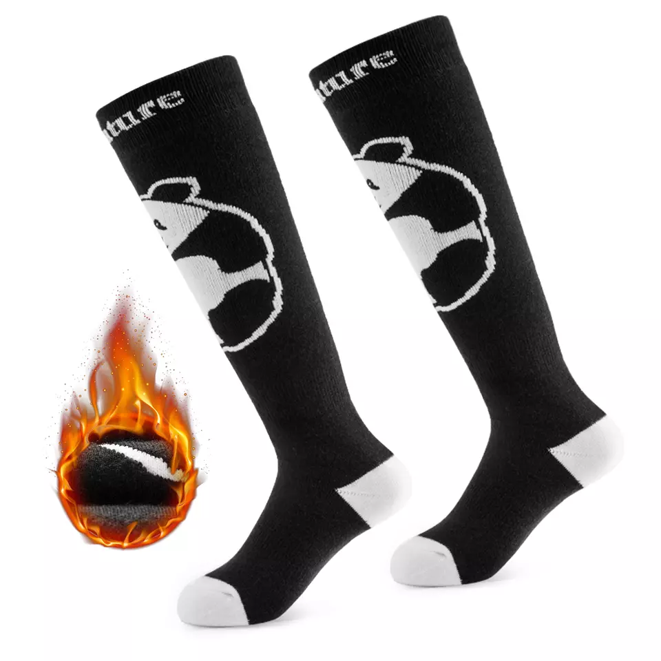 Qunature calcetines de esquí niños/niños calcetines de invierno calcetines de esquí hasta la rodilla con lana 1 par - Imagen 3