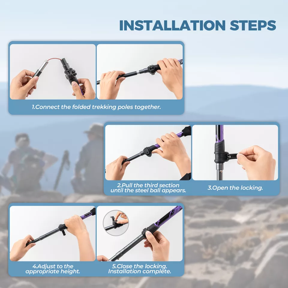 Bastones de trekking Qunature bastones de senderismo 7075 aluminio 130cm - Imagen 8