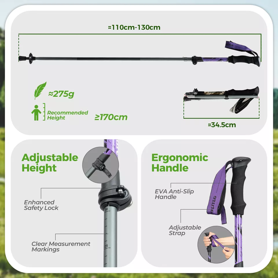 Bastones de trekking Qunature bastones de senderismo 7075 aluminio 130cm - Imagen 6