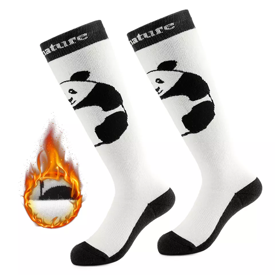 Qunature calcetines de esquí niños/niños calcetines de invierno calcetines de esquí hasta la rodilla con lana 1 par - Imagen 7