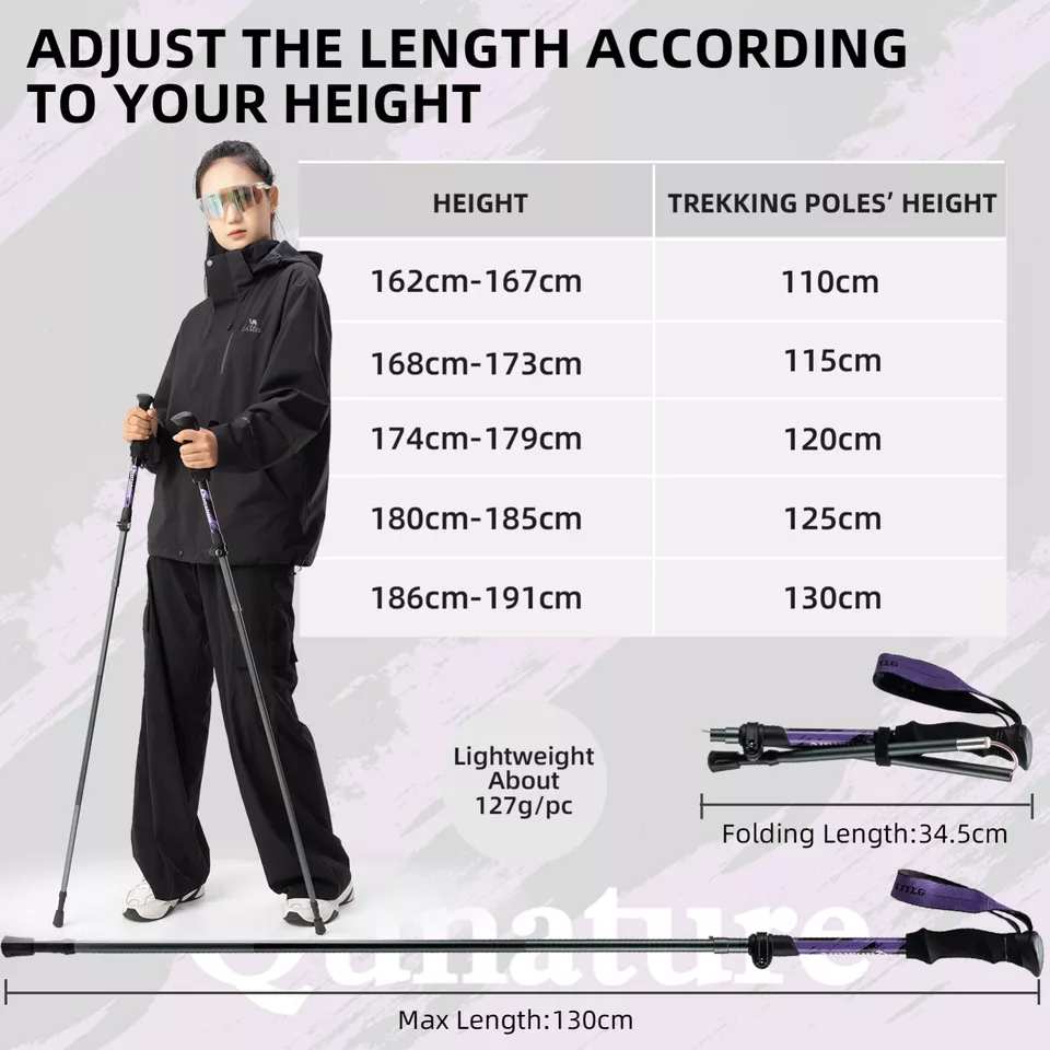 Bastones de trekking Qunature bastones de senderismo 7075 aluminio 130cm - Imagen 6