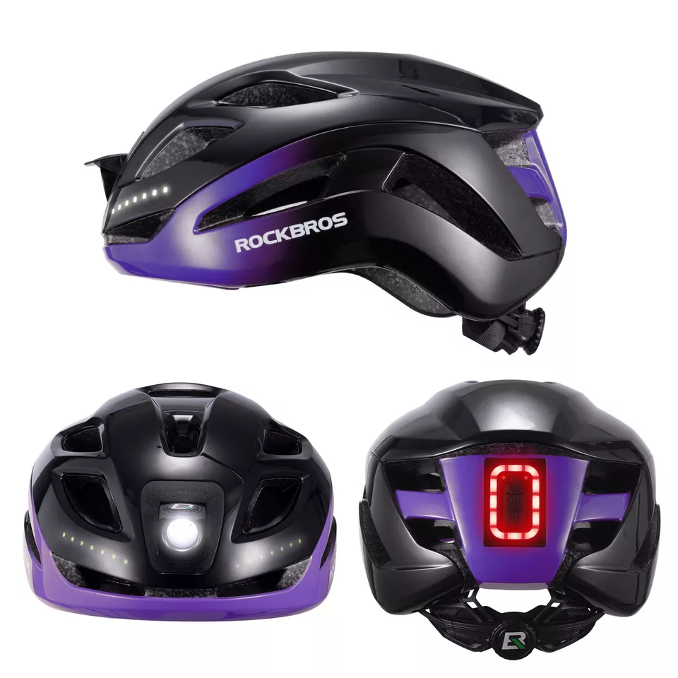 ROCKBROS casco de bicicleta casco de bicicleta con luz de advertencia de seguridad casco protector 57-61 cm - Imagen 9