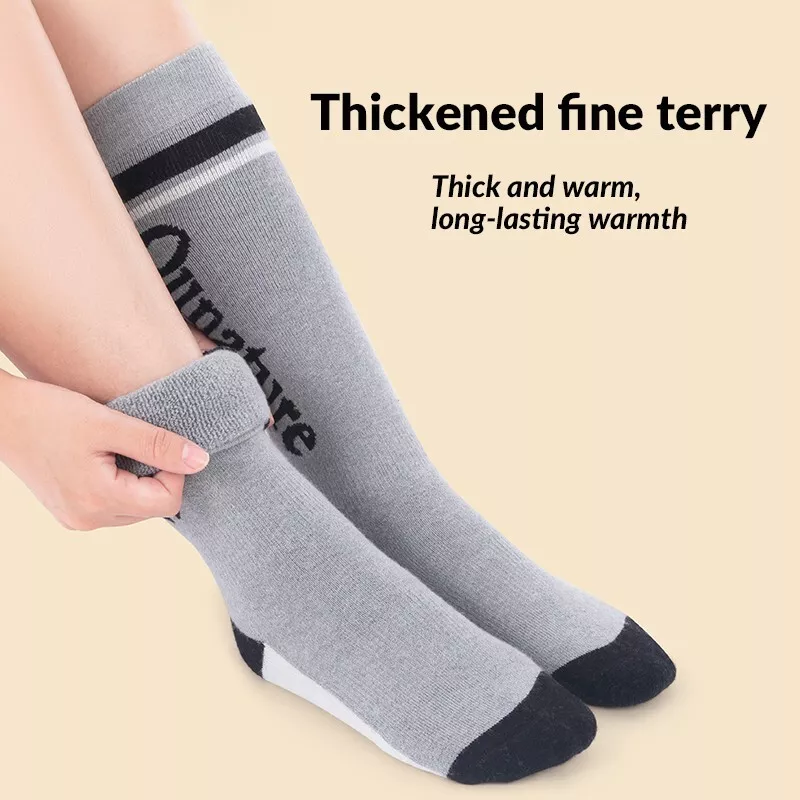 Qunature calcetines de esquí niños/niños calcetines de invierno calcetines de esquí hasta la rodilla con lana 1 par - Imagen 9