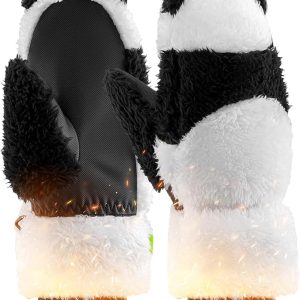 Qunature Guantes de esquí Guantes con diseño de Panda para niños de 4 a 12 años Guantes térmicos cálidos de Lana a Prueba de Viento Ideales para Actividades de Invierno como Esquí Snowboard Patinaje sobre Hielo