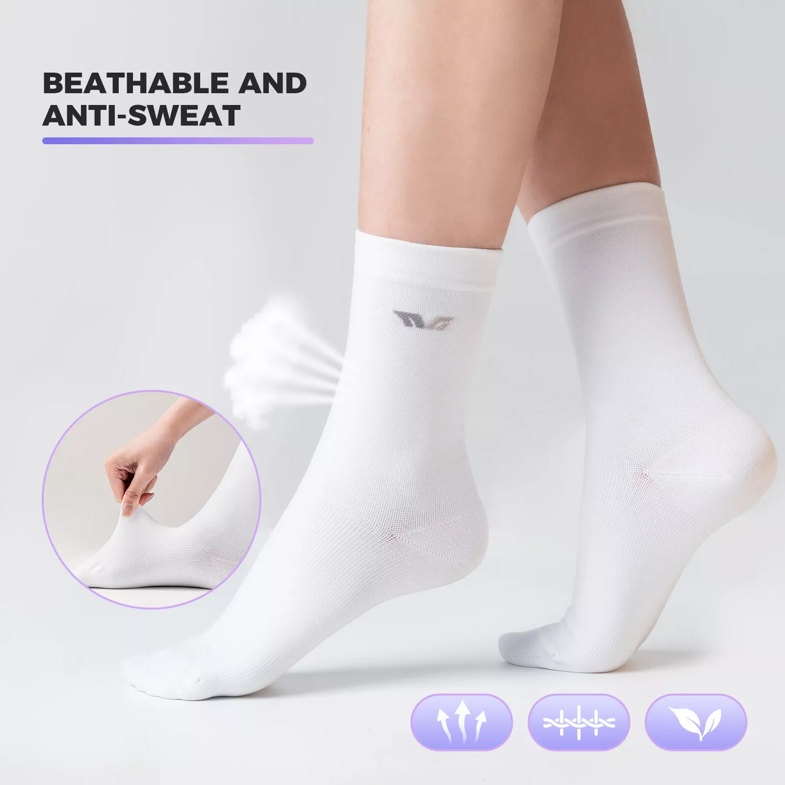 ROCKBROS TVI calcetines de bicicleta para mujer, calcetines deportivos largos para ciclismo, S/M, ligeros - Imagen 3