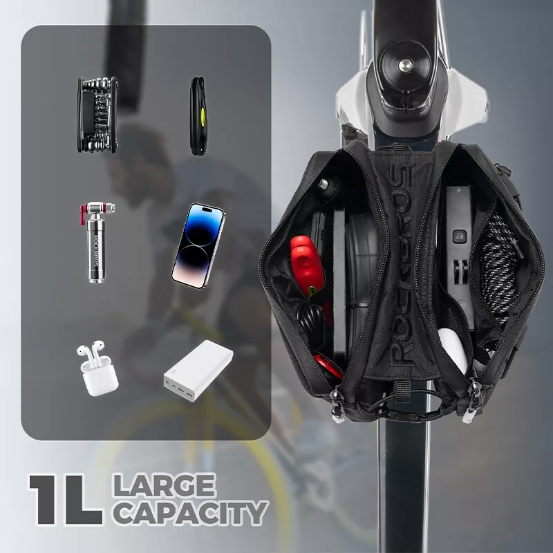 ROCKBROS 1L bicicleta doble cuadro bolsa tubo superior frontal 5 colores para bicicleta de carretera MTB - Imagen 4