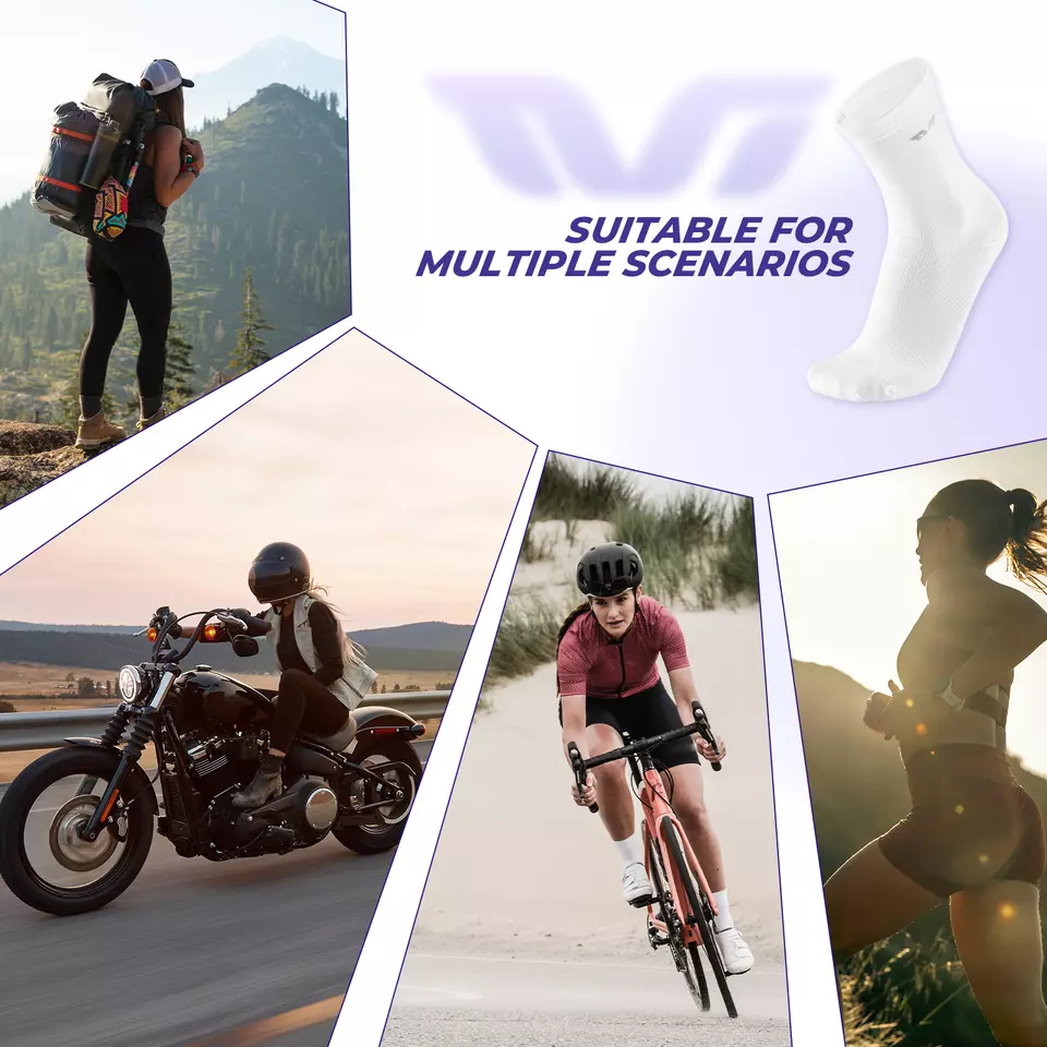 ROCKBROS TVI calcetines de bicicleta para mujer, calcetines deportivos largos para ciclismo, S/M, ligeros - Imagen 6