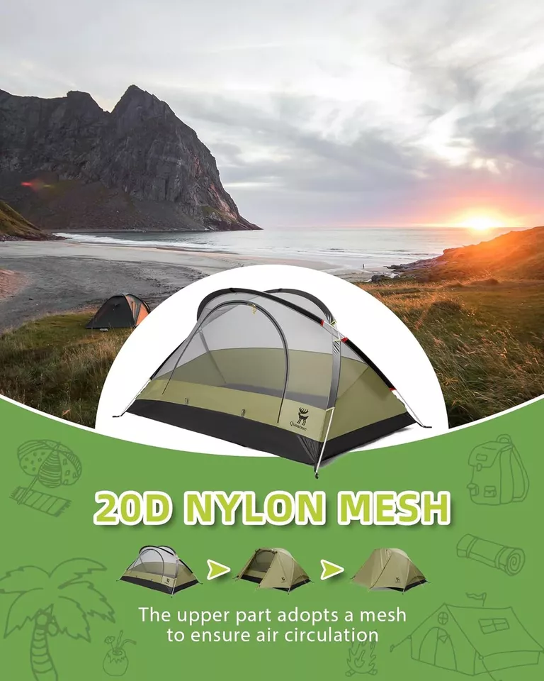 Tienda de campaña Qunature para 2 personas, tienda de campaña tipo mochila, tienda impermeable con estructura en X - Imagen 7