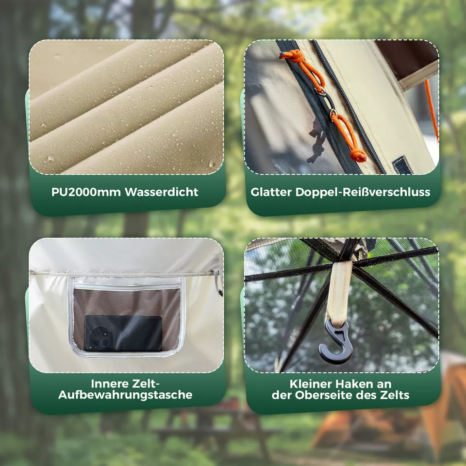 Tienda de campaña Qunature Tienda de campaña emergente para 2-4 personas Tienda de campaña tipo cúpula Tienda de campaña impermeable - Imagen 6